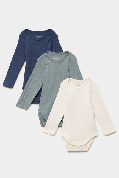 Lot 3 bodies coton manches longues vert pastel b&eacute;b&eacute;