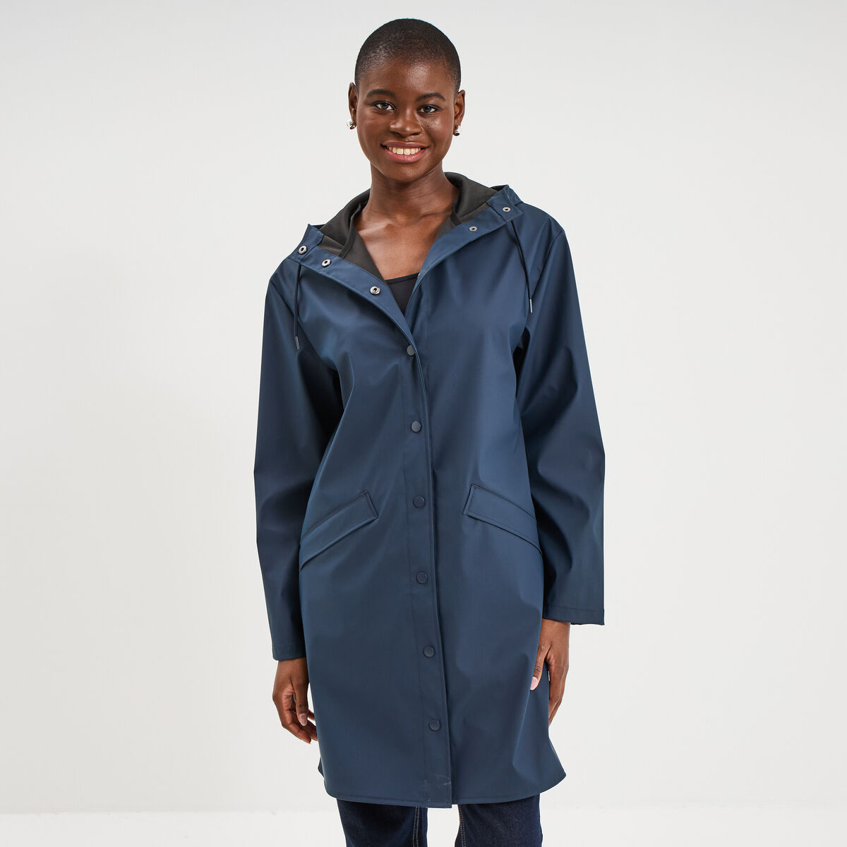 Parka imperm&eacute;able coupe-vent &agrave; capuche bleu marine femme