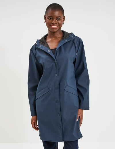 Parka imperm&eacute;able coupe-vent &agrave; capuche bleu marine femme
