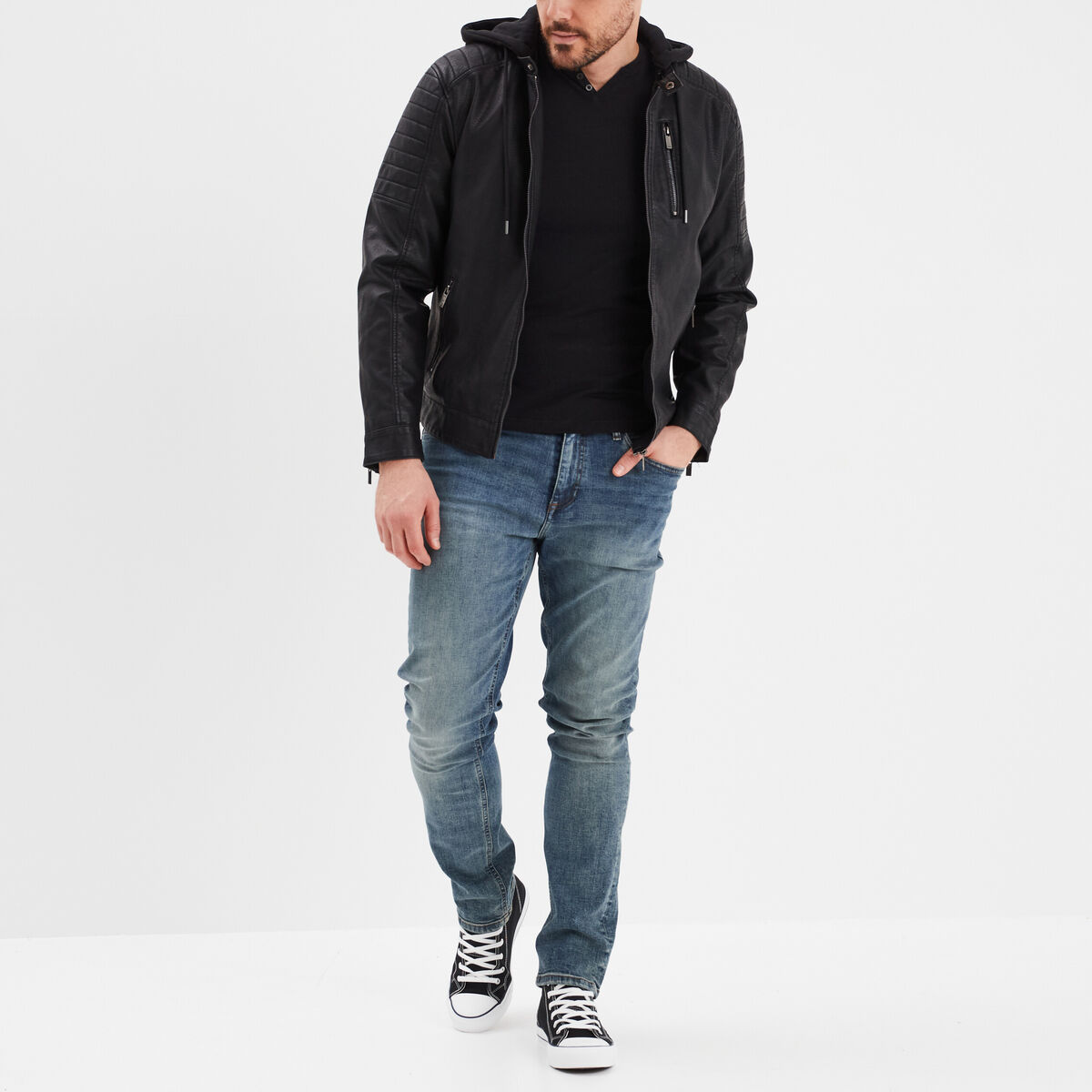 Jeans straight 5 poches Liberto denim dirty homme