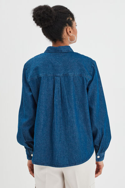 Chemise droite en jean coton Creeks denim double stone femme