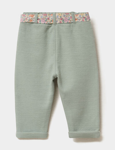Pantalon en maille ceintur&eacute; ecru b&eacute;b&eacute; fille