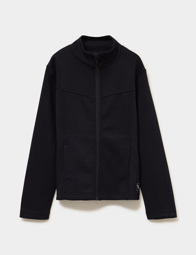 Gilet de sport zipp&eacute; col camionneur noir fille