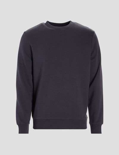 Sweat molleton col rond bleu marine homme