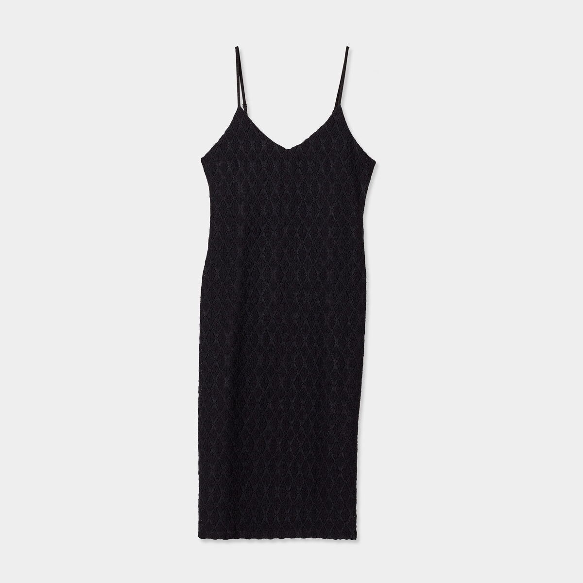 Robe housse col en V aspect ajouré noir femme