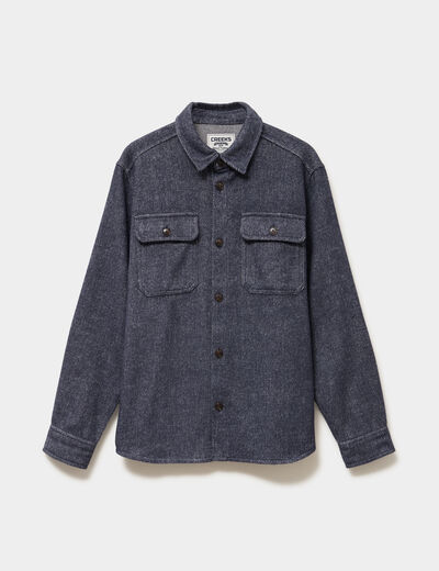 Surchemise manches longues bleu marine homme