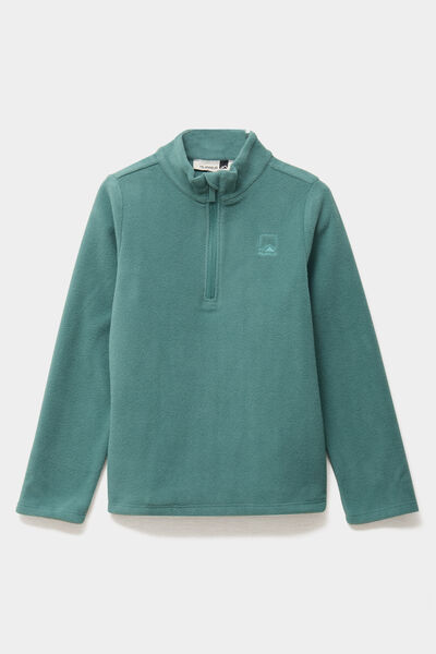 Sweat polaire col camionneur vert fonc&eacute; gar&ccedil;on