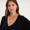 Pull fin col en V manches longues noir femme grande taille