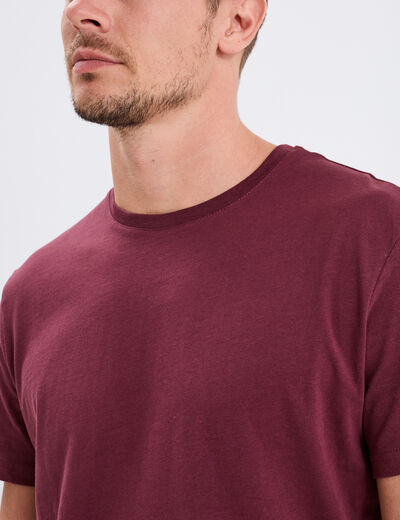 T-shirt en coton manches courtes prune homme
