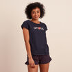 Ensemble pyjama short 2 pièces coton bleu marine femme