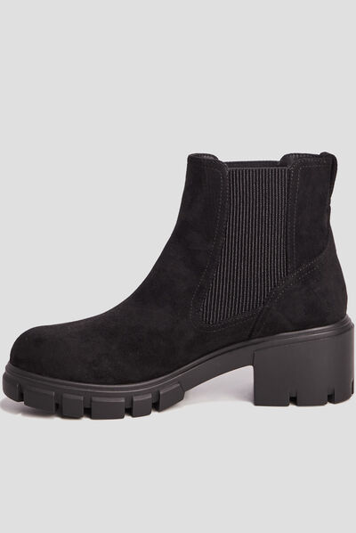 Bottines chelsea crantées noir femme