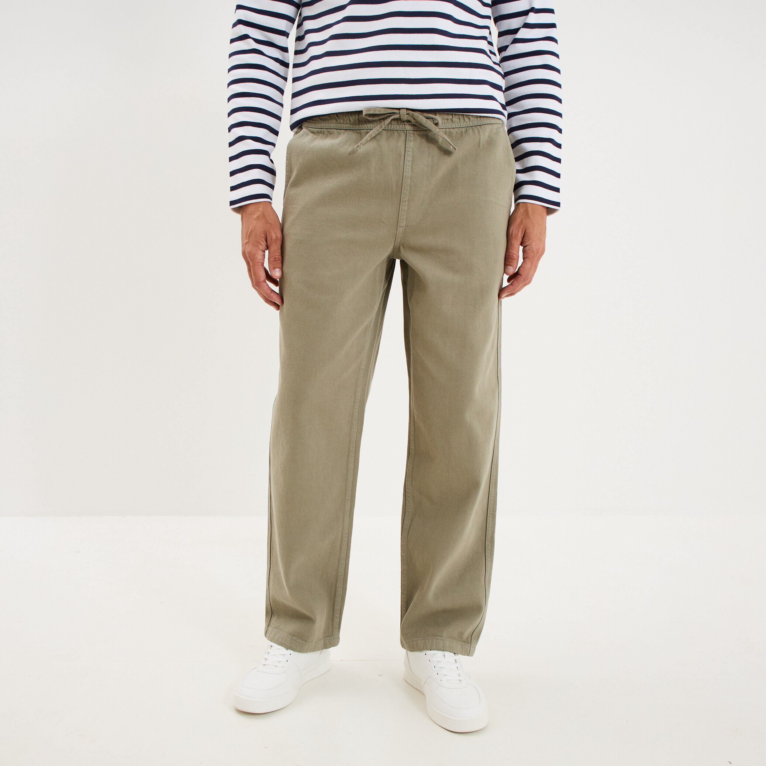 Pantalon chino droit taille à coulisse vert clair homme CREEKS