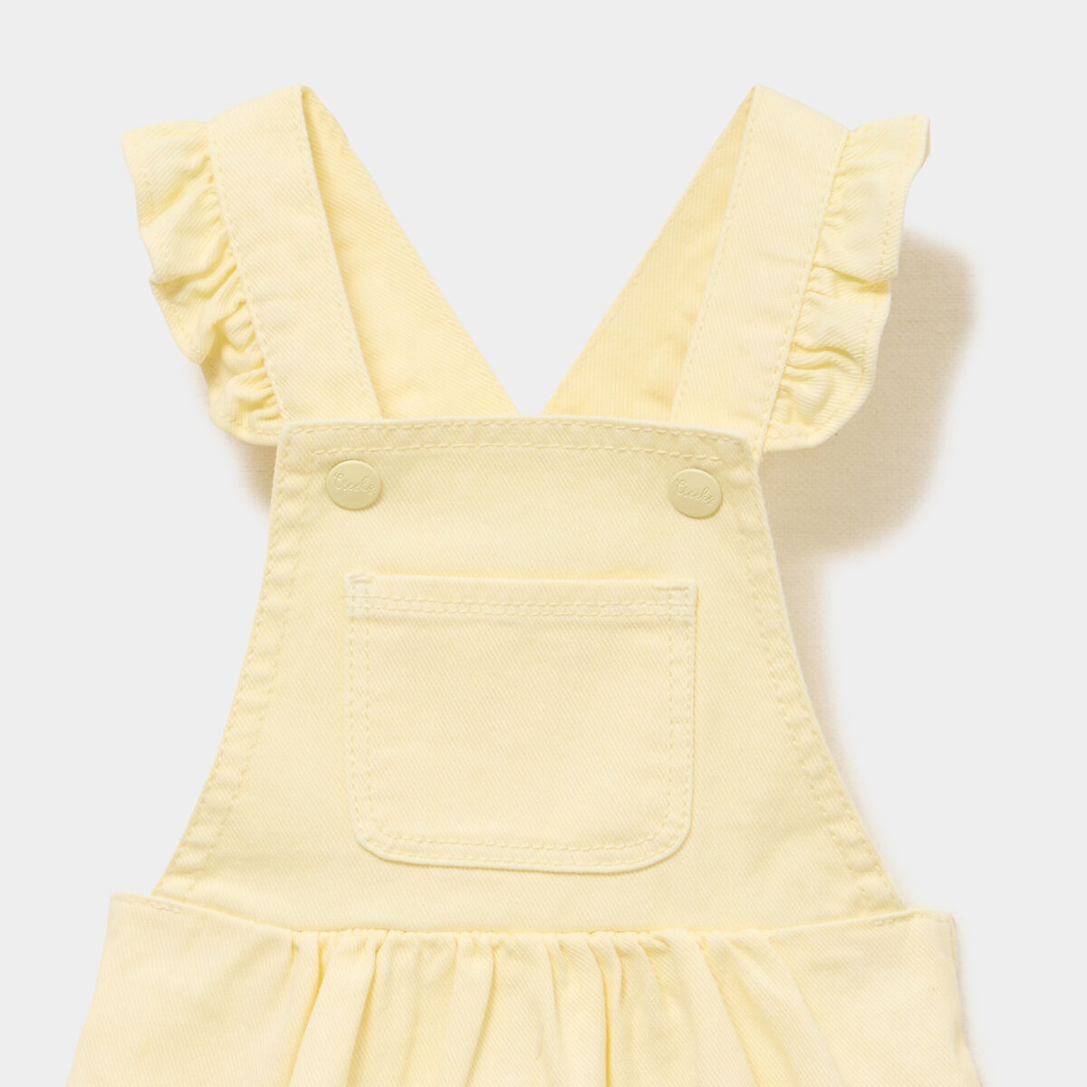 Robe salopette &agrave; volants jaune clair b&eacute;b&eacute; fille
