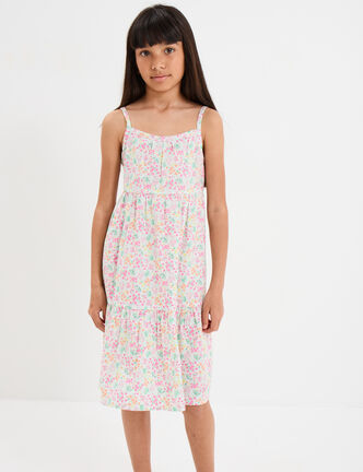 Robe courte à bretelles fines ecru fille