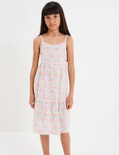 Robe courte à bretelles fines ecru fille