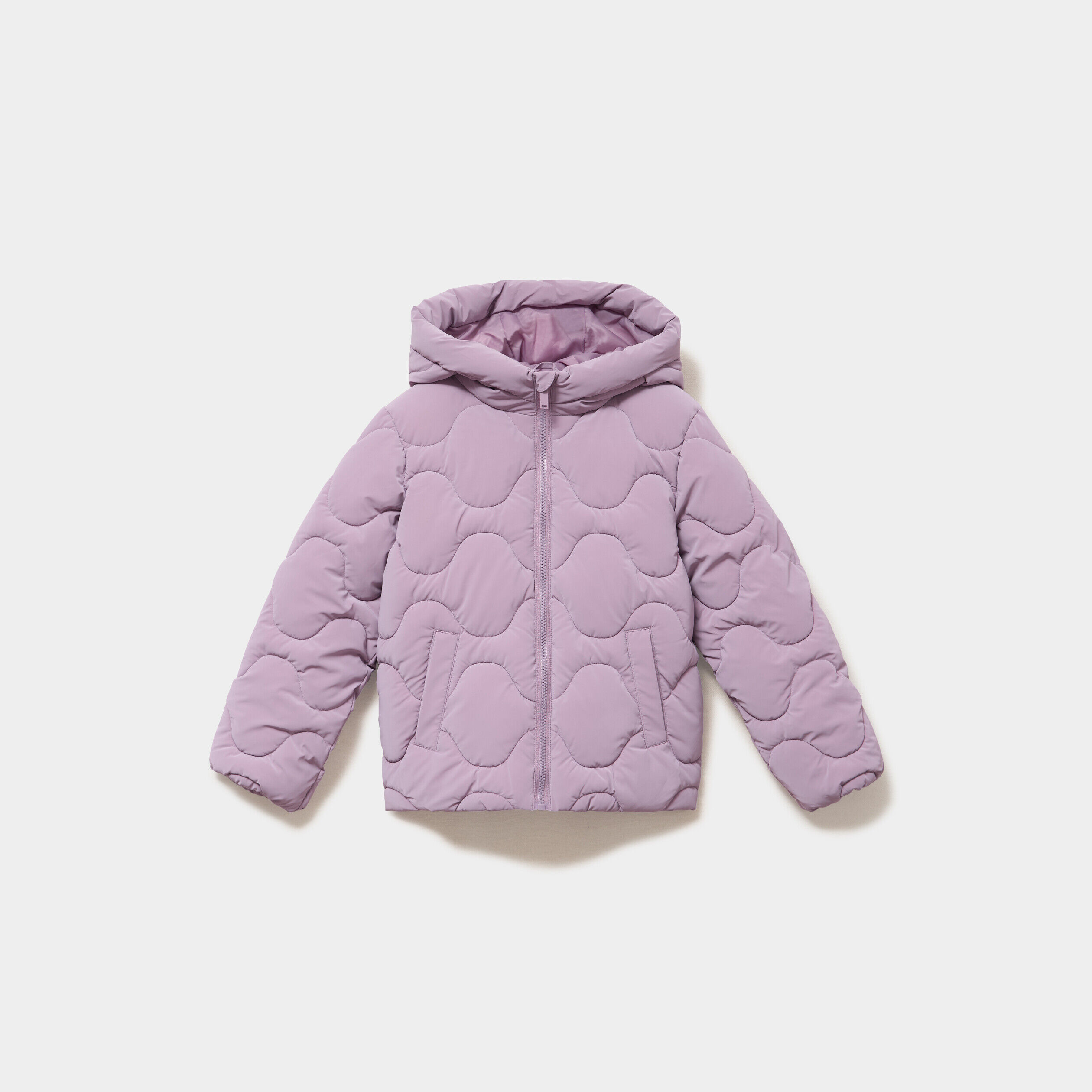 Doudoune matelassée à capuche courte mauve fille LH