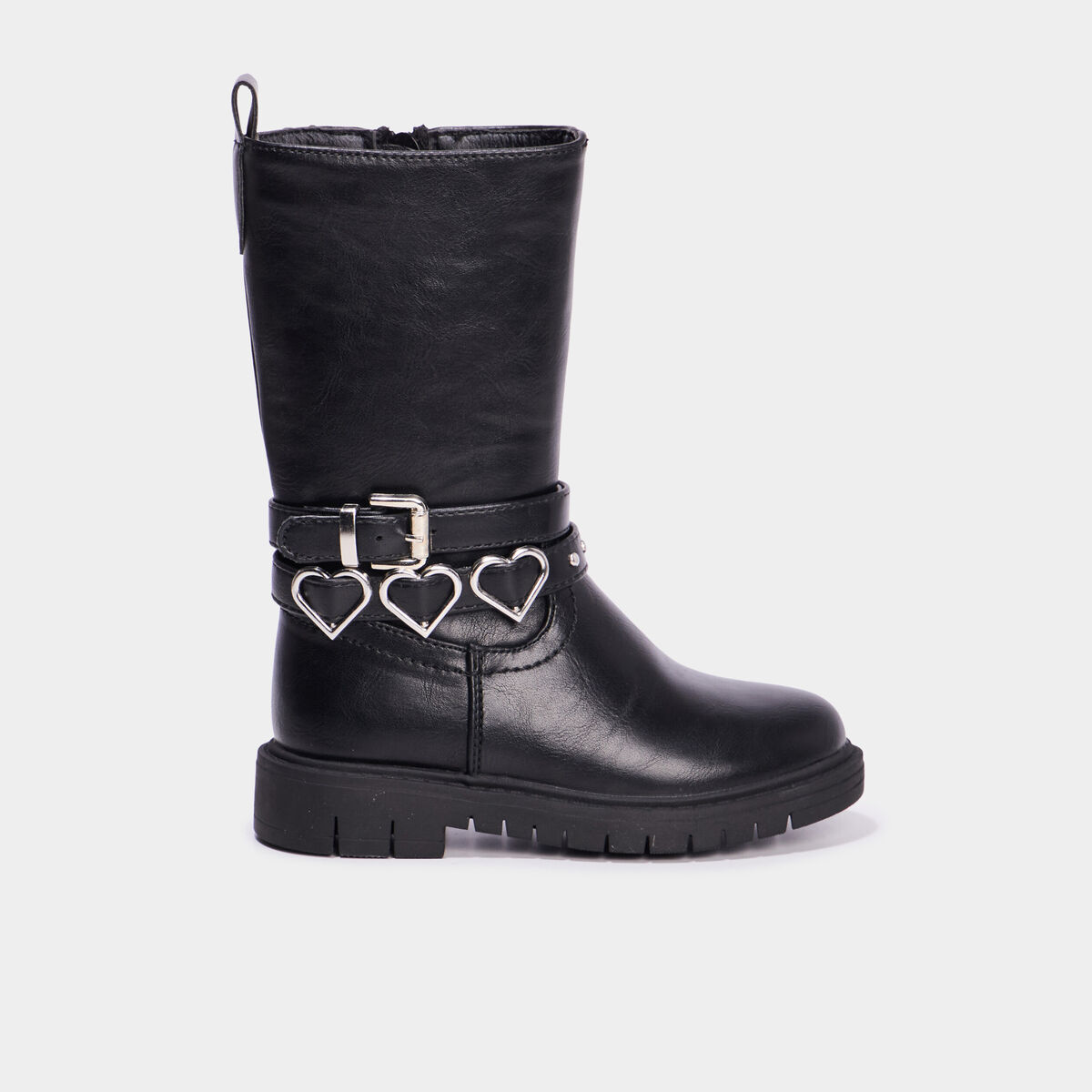 Bottes avec boucles coeur noir fille