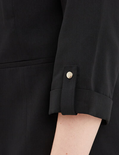 Veste droite manches 3/4 à revers noir femme grande taille