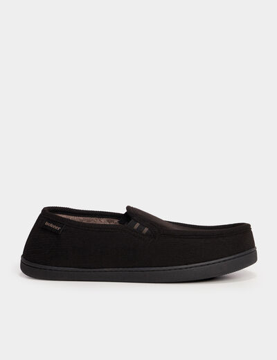 Chaussons mocassins aspect velours noir homme