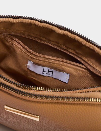 Sac bandouli&egrave;re 2 compartiments marron clair femme