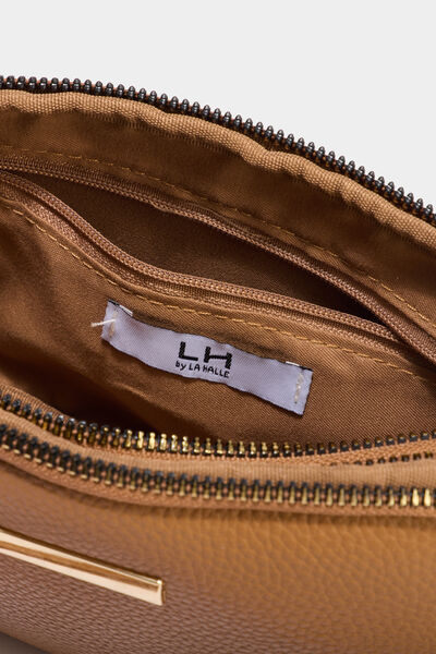 Sac bandouli&egrave;re 2 compartiments marron clair femme