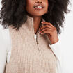Pull col camionneur sans manches beige femme