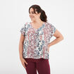 Blouse col en V manches courtes ecru femme grande taille