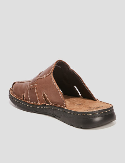 Mules en cuir marron homme