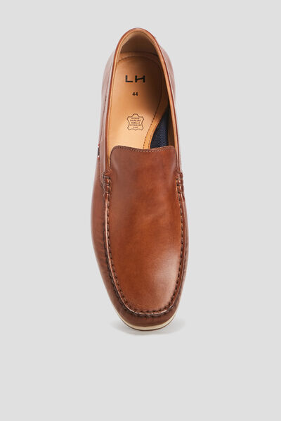 Mocassins en cuir marron homme