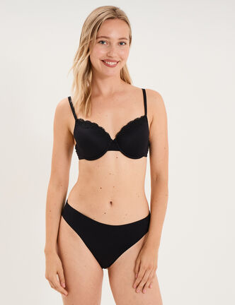 Soutien-gorge embo&icirc;tant padd&eacute; dentelle noir femme