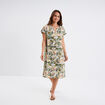 Robe courte col tunisien manches courtes blanc femme