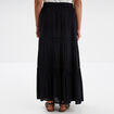 Jupe longue fluide taille élastiquée noir femme