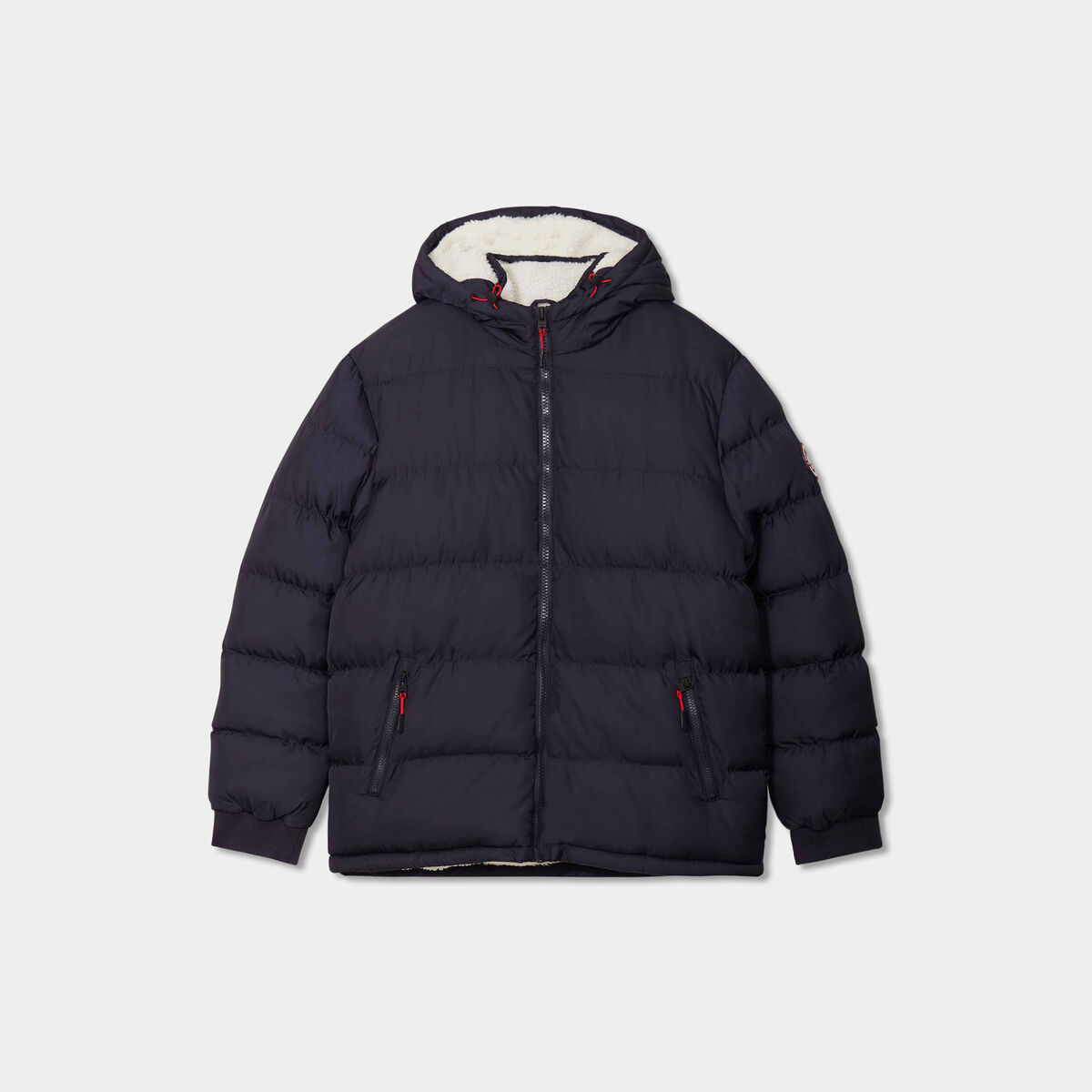 Doudoune doubl&eacute;e &agrave; capuche bleu fonc&eacute; homme