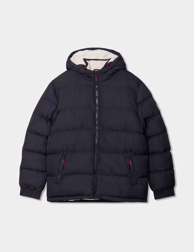 Doudoune doublée à capuche bleu foncé homme