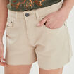 Short ajusté taille haute bords francs beige femme