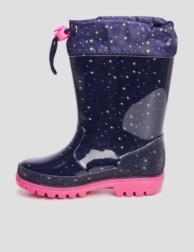 Bottes de pluie semelle crantée bleu marine fille
