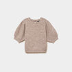 Pull sequins et manches courtes ballons beige femme