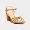 Sandales à talons effet suédine camel femme