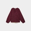 Blouse manches longues col V boutonn&eacute;e violet fonc&eacute; femme