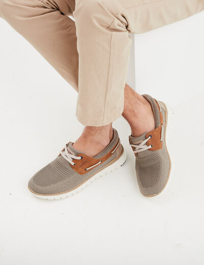 Chaussure bateau lacets et oeillets gris homme