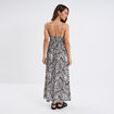 Robe longue col en V haut effet crochet ecru femme