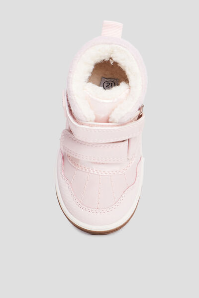 Bottines fourrées à scratchs Trappeur rose bébé fille