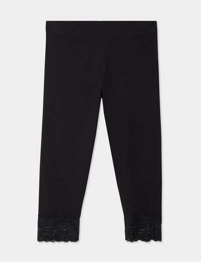 Legging 7/8ème bandes dentelle noir femme grande taille