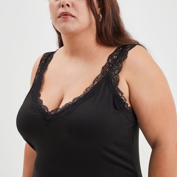 debardeur bretelles larges col en v noir femmegt Débardeur bretelles larges col en V noir femme grande taille