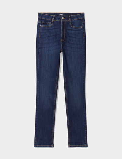 Jeans slim taille haute denim brut femme