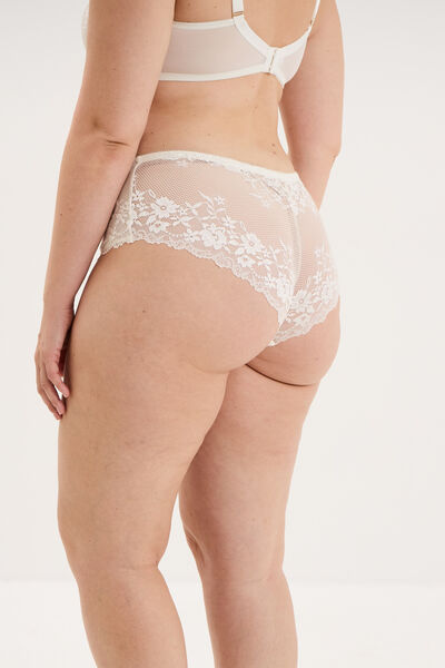 Shorty en dentelle blanc femme grande taille