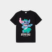T-shirt manches courtes coton Stitch noir femme