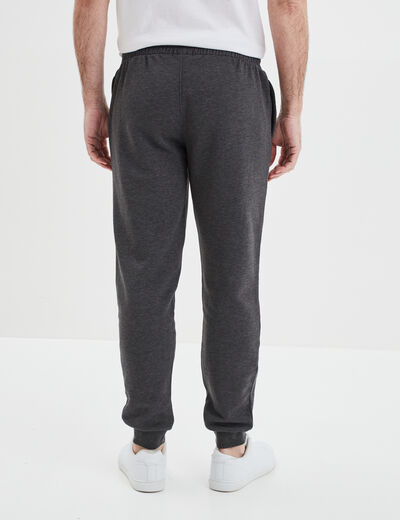 Pantalon jogging droit molleton gris foncé homme