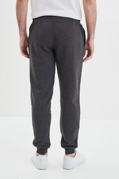 Pantalon jogging droit molleton gris fonc&eacute; homme