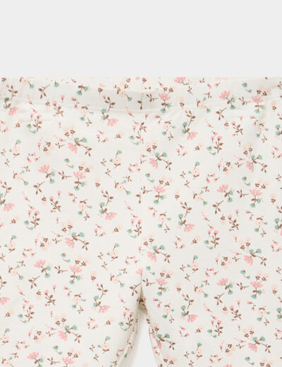 Legging doubl&eacute; taille &eacute;lastiqu&eacute;e ecru b&eacute;b&eacute; fille